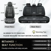 Coverado Black Car Seat Covers Full Set, Waterproof Faux Leather Auto Seat Protectors with Lumbar Support, Luxury Automotive Interior Accessories Universal Fit Most Cars SUV Trucks