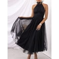 thumbnail image 3 of Women’s Long Dresses Backless Bodycon Adjustable Tie Halter Neck Cocktail Dresses Tulle High Waist Solid Sun Dress for Party Wedding, 3 of 5