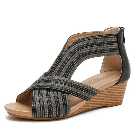 

Wedges Sandals Women s Fish Mouth Espadrilles Slingback Platform Sandals High Heel Ankle Strap Beach Shoes
