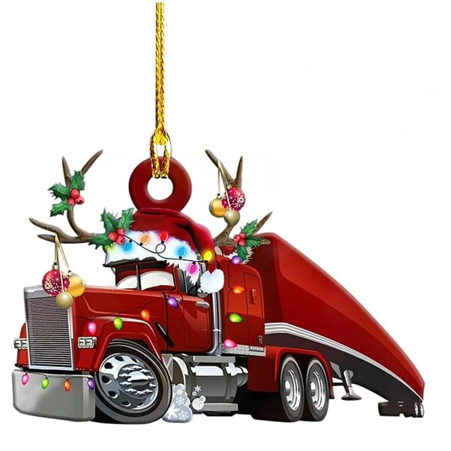 Navidad Decoración De Madera Camión Barco De Vapor Excavadora Camión De Bomberos Jeep Colgante Colgante Para Vacaciones Familiares Regalo De Fiesta De Navidad Eigraketly HA040840-08