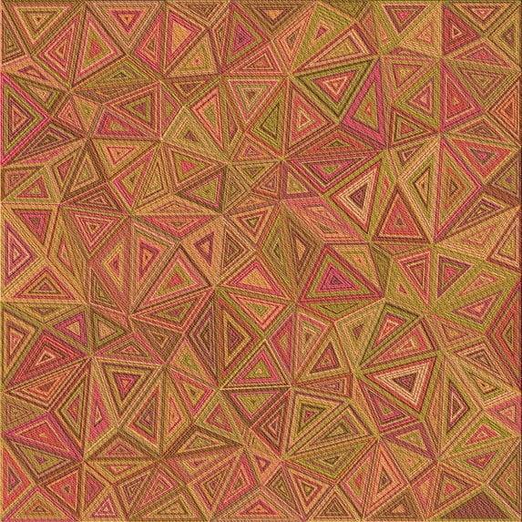 Ahgly Company Machine Washable Indoor Square Transitional Orange Area Rugs, 5' Square