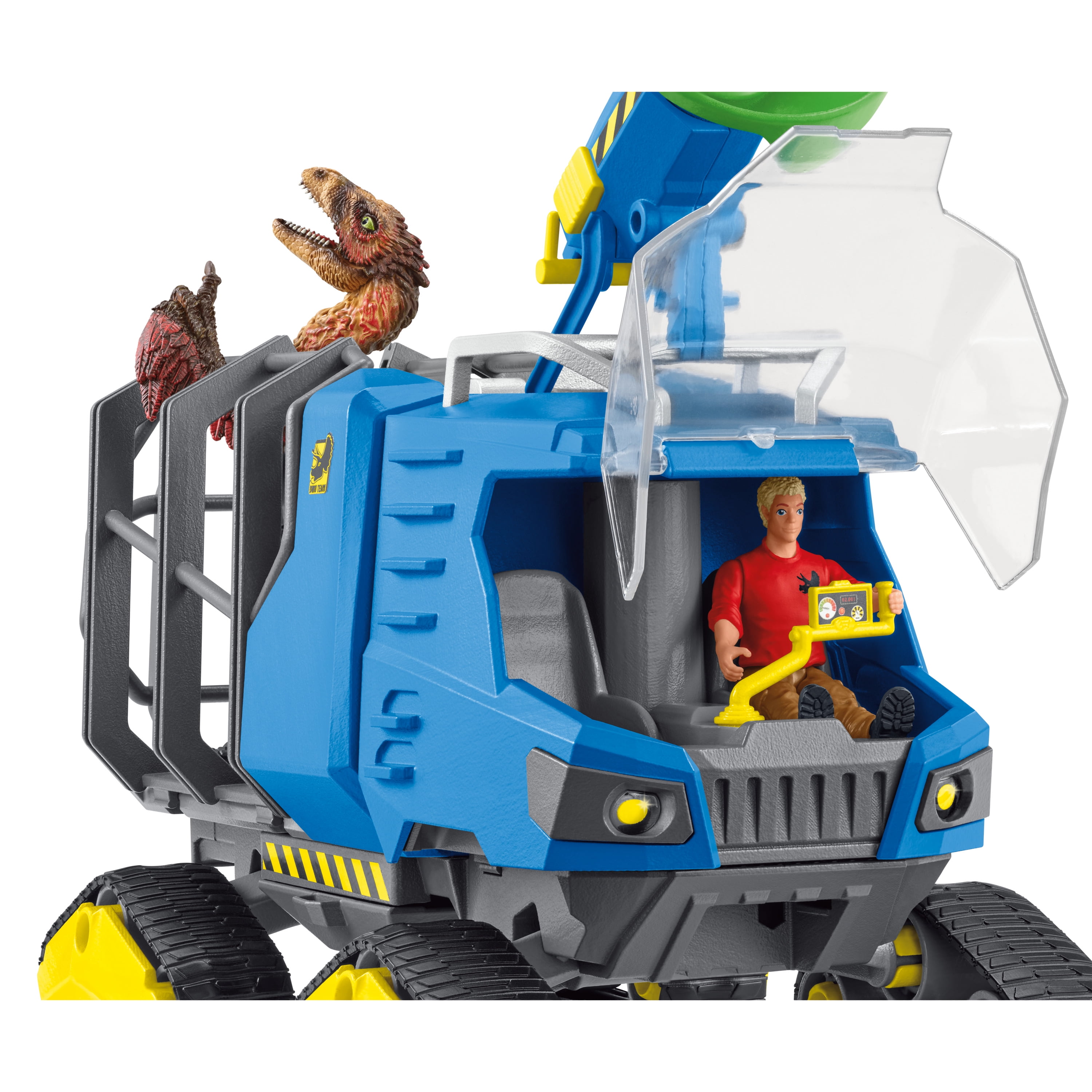 Schleich - Dinosaur: Truck Vehicle & Dakotaraptor with Scientist Figurine Playset, 53 Pcs