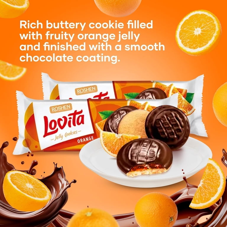 Roshen, Jelly Cookies, Orange Flavored Jelly Filling, Pack of 2