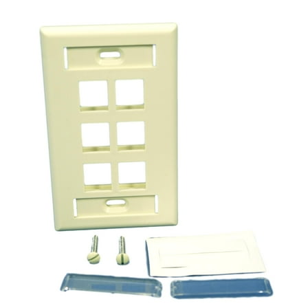 Leviton Almond Quickport 6-Port ID Window Wallplate 42080-6AS
