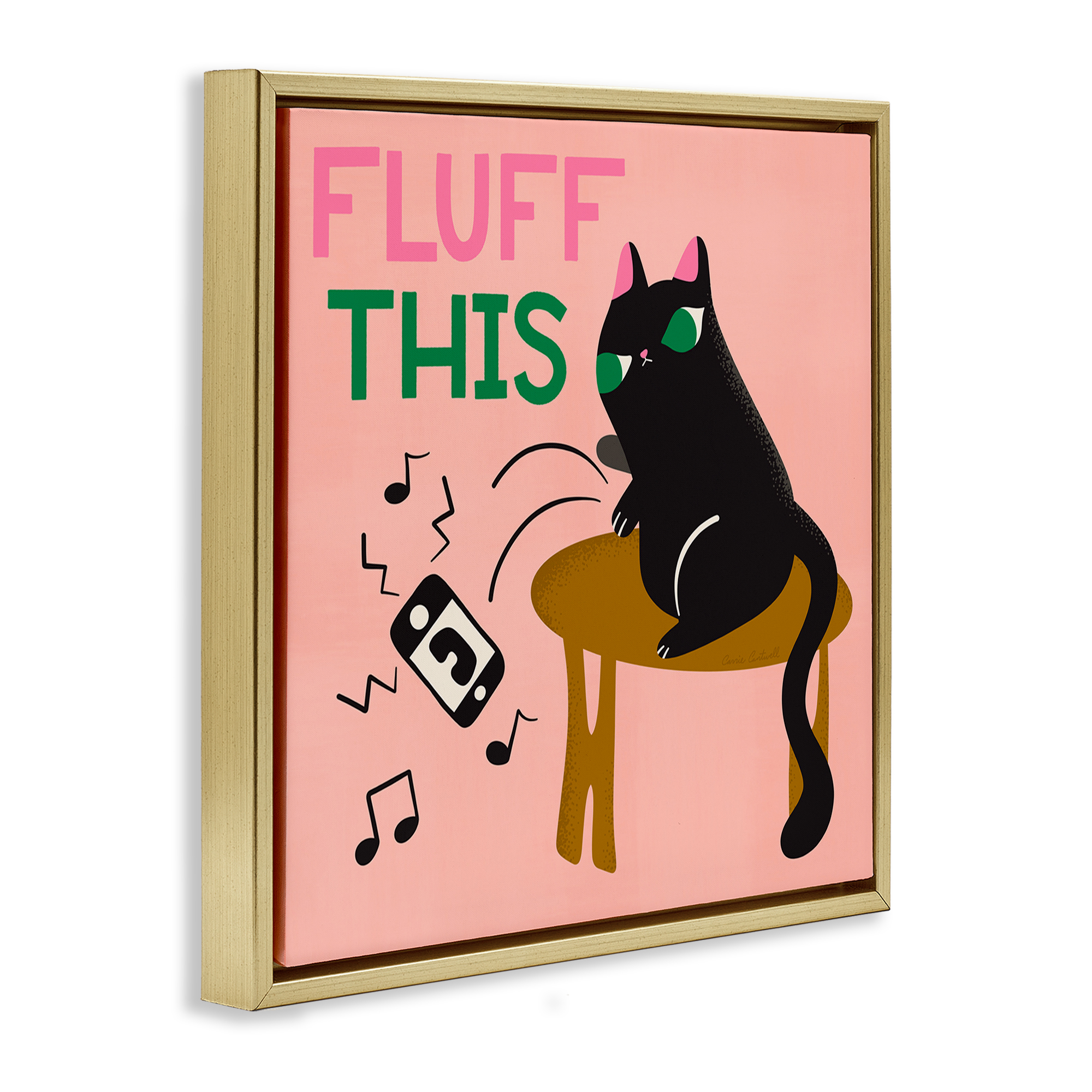 Stupell Industries Fluff This Angry Cat Animals & Insects Painting Gold Floater Framed Canvas Art Print Wall Art, 18 x 18