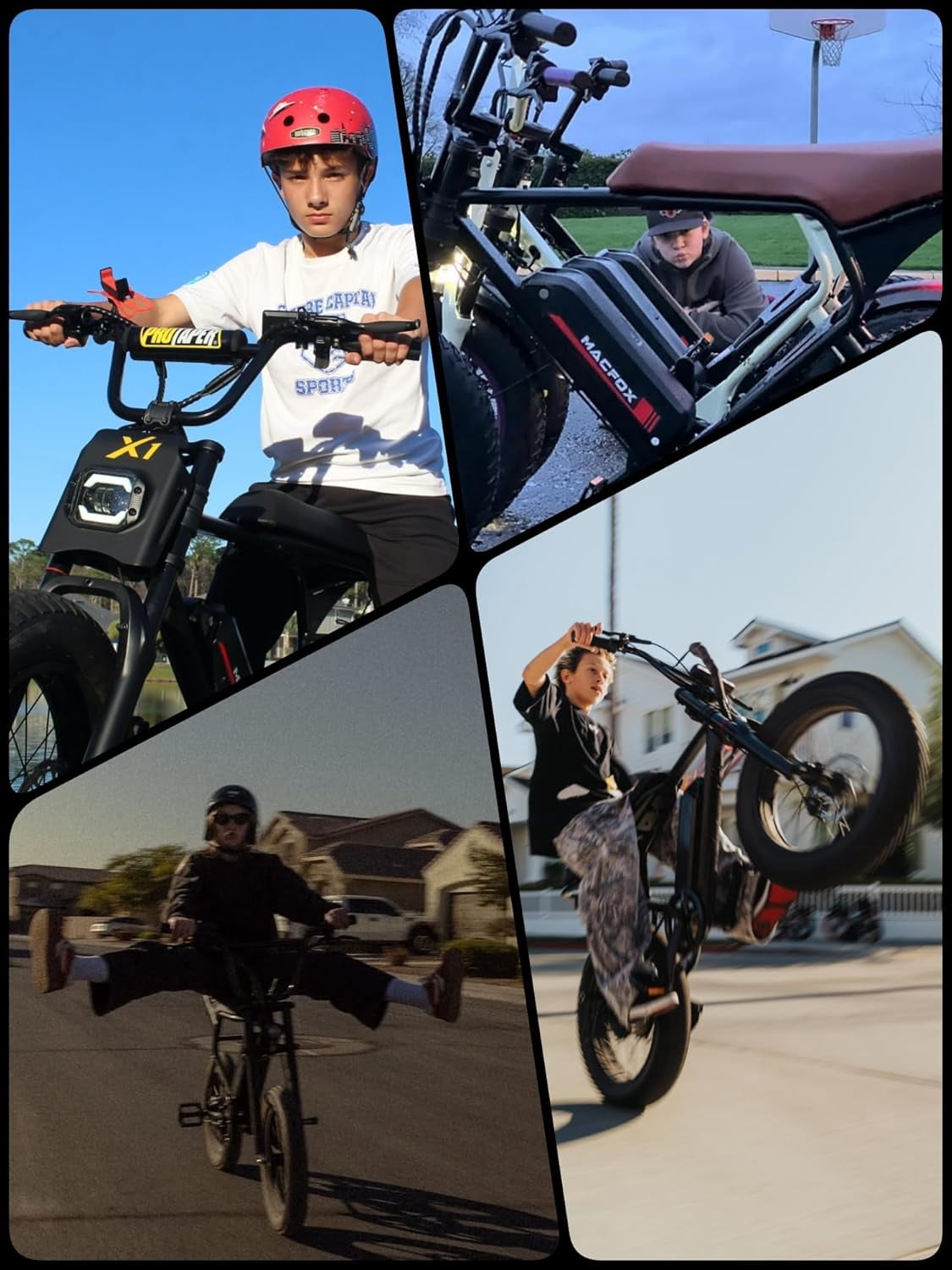MACFOX X1S Electric Bike for Teens, 750W Ebikes Wheelie 20 MPH Max Speed, 28-56 Miles Range(PAS1), 20"x4" Fat Tires, City/School Commuting Electric Bike