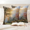 thumbnail image 3 of Fall Forest Outdoor Waterproof Pillow Covers, Country Pastoral Trees Cabin Nature Scenery Decorative Square Throw Pillowcase Sofa Cushion Sham for Patio/Couch/Chair, 20"x20" 2 Pack, 3 of 8