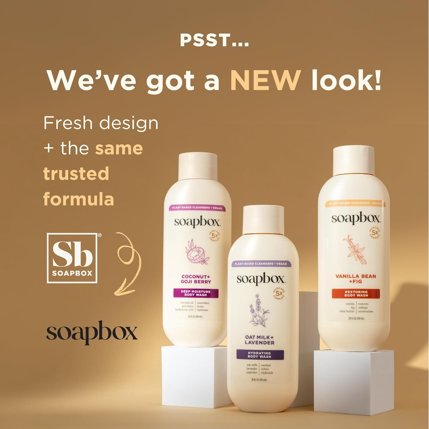 (3 pack) Soapbox Moisture Multiplying Body Wash for Women & Men, All Skin Types, Oat Milk and Lavender, 20 oz