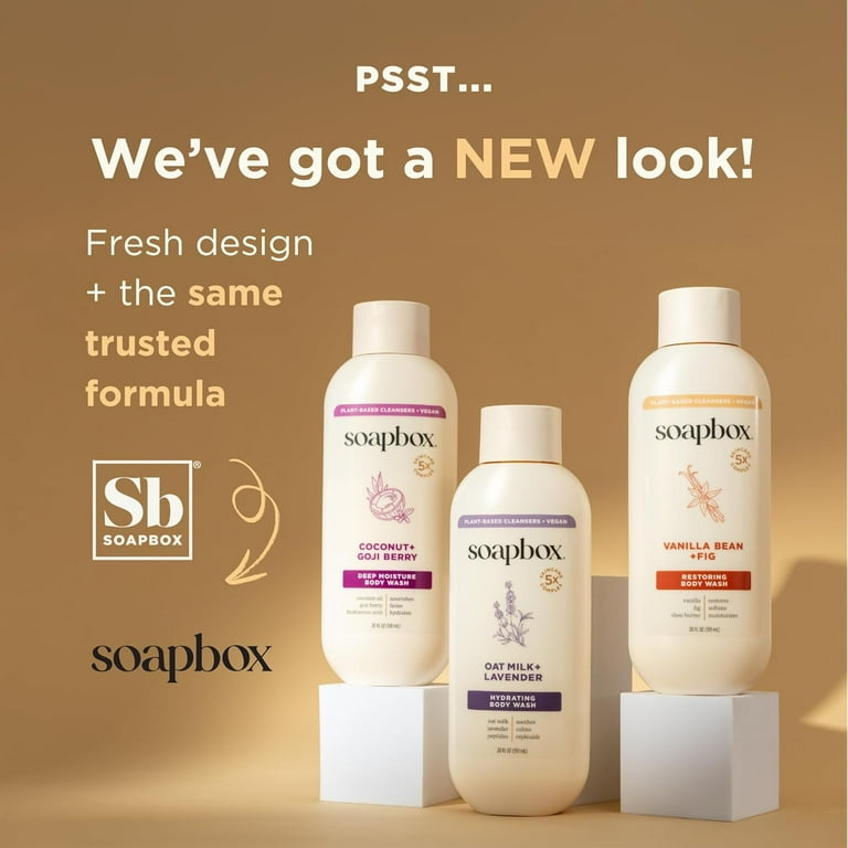 Soapbox Moisture Multiplying Body Wash for Women & Men, All Skin