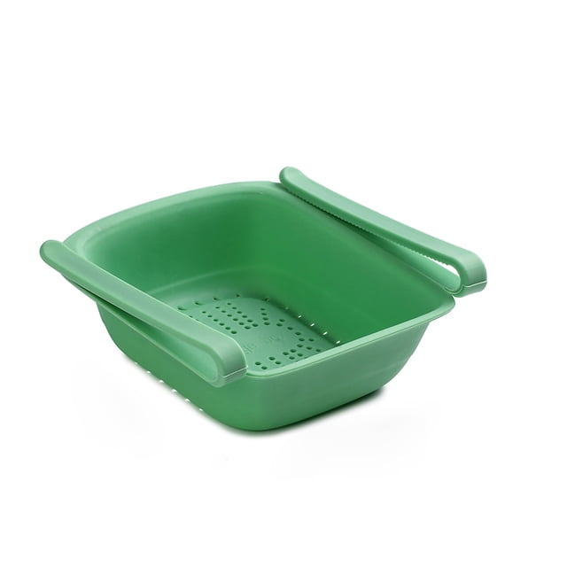 Refrigerator Drawer Storage Rack Organizer Kitchen Storage Basket PP Storage Box for HouseholdBlackish Green