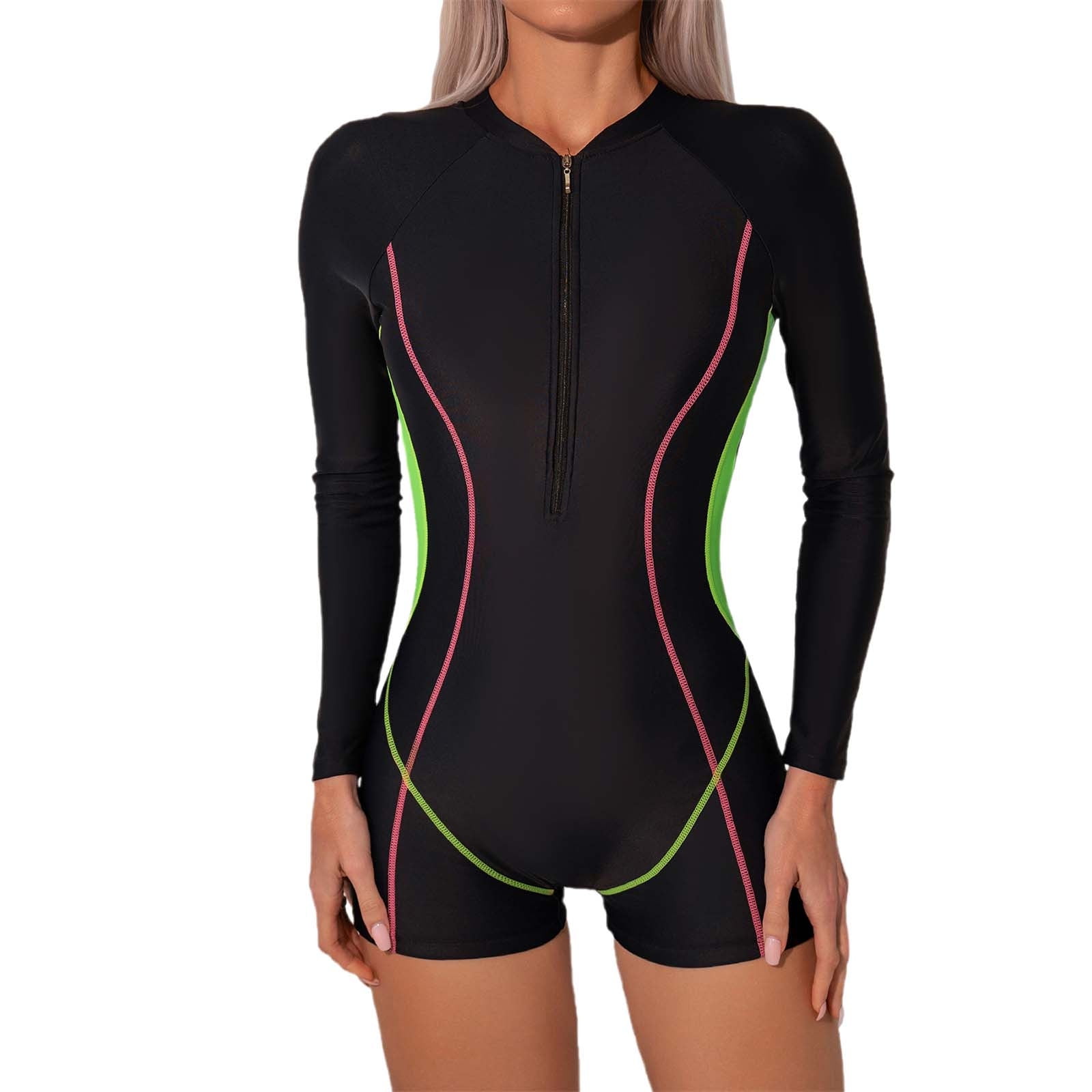 JAKANYQ Women Long Sleeve Swimwear Fashion Sun Diving Suit Classic