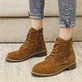 thumbnail image 5 of Willtoo Womens Ankle Boots Round Toe Lace‑Up Combat Booties with Side Zipper Low Block Heel Casual Short Boots for Daily Wear, 5 of 5