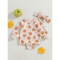 thumbnail image 2 of Suealasg Halloween Baby Girls Clothes Newborn Girls Fall Long Sleeve Crew Neck Bodysuit 3 6 12 18 Months Infant Girls Pumpkin Print Sweatshirt Romper, 2 of 8