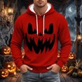 thumbnail image 3 of Halloween Hoodies for Men Long Sleeve Casual Funny Pumpkin Face Graphic Hoodie Waffle Pullover Sweatshirt, 3 of 6