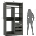thumbnail image 3 of Homieasy 36'' Freestanding Closet System with Drawers, Walk-in Closet Organizer with Hanging Rods and Shelves, Heavy Duty Wardrobe System for Closet, Bedroom, Black Oak, 3 of 9
