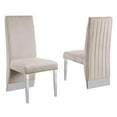 thumbnail image 1 of Chaises Latérales d'Appoint en Velours Capitonné Crème avec Détails Chromés Argentés (Ensemble de 2), 1 of 2