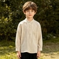 thumbnail image 3 of Fozruso Boys Striped Long Sleeve Shirt Soft Breathable Button Up Shirts for Toddler and Kids Daily Wear, 3 of 7