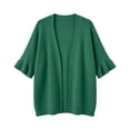 thumbnail image 6 of Warop Women's Cardigan Sweaters Ruffle 3/4 Sleeve Casual Openwork Knit Sweater Tops Oversized Fall Coat, 6 of 6