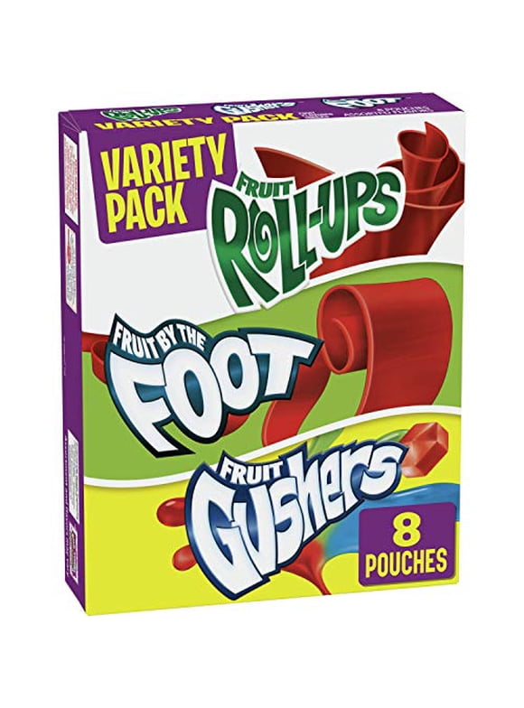 Fruit Snacks Variety Pack, Fruit Roll-Ups, Fruit by the Foot, Gushers, 24 Count