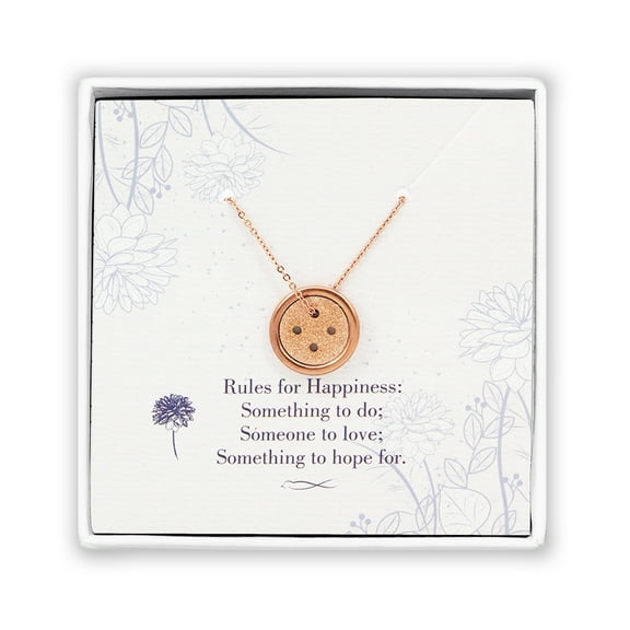 Fashion Rose Gold Button Dainty Necklace Stainless Steel Simple Pendant Necklace for Women with Free Jewelry Gift Box