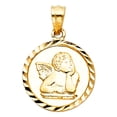thumbnail image 3 of Wellingsale 14K Yellow Gold Polished Diamond Cut Ornate Religious Cherub Angel Charm Pendant, 3 of 5