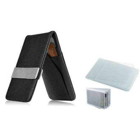 Black Money Clip - Zodaca Black Mens Faux Genuine Leather Silver Money Clip Slim Wallets With ID Credit Card Holder PVC Series