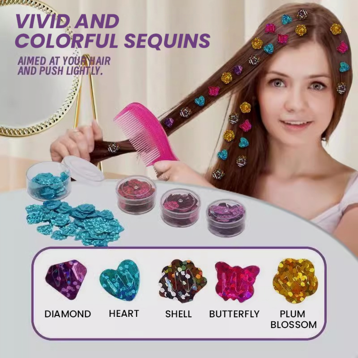 Hair Gem Stamper Kit, Hair Jewels for Girls DIY Toys, Hair Styling Tool with Reusable Shining Hair Accessory, Birthday Christmas Gifts for Girls