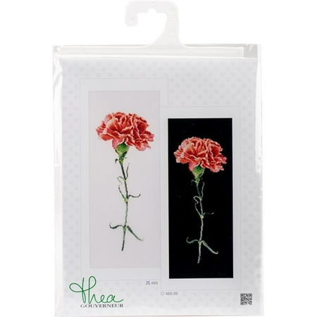 Carnation Cross - Carnations Red On Aida Counted Cross Stitch Kit - 6.5 x 16.5 in., 18 Count