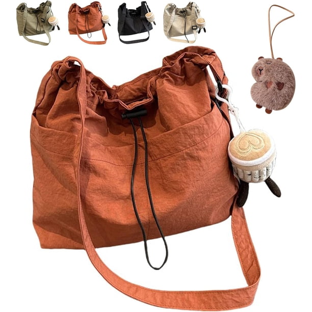 Bolso bandolera ultraligero de gran capacidad e informal con colgante, bolso ultraligero con colgante, bolso bandolera ultraligero e informal