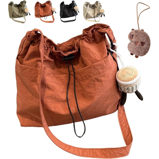 Bolso bandolera ultraligero de gran capacidad e informal con colgante, bolso ultraligero con colgante, bolso bandolera ultraligero e informal