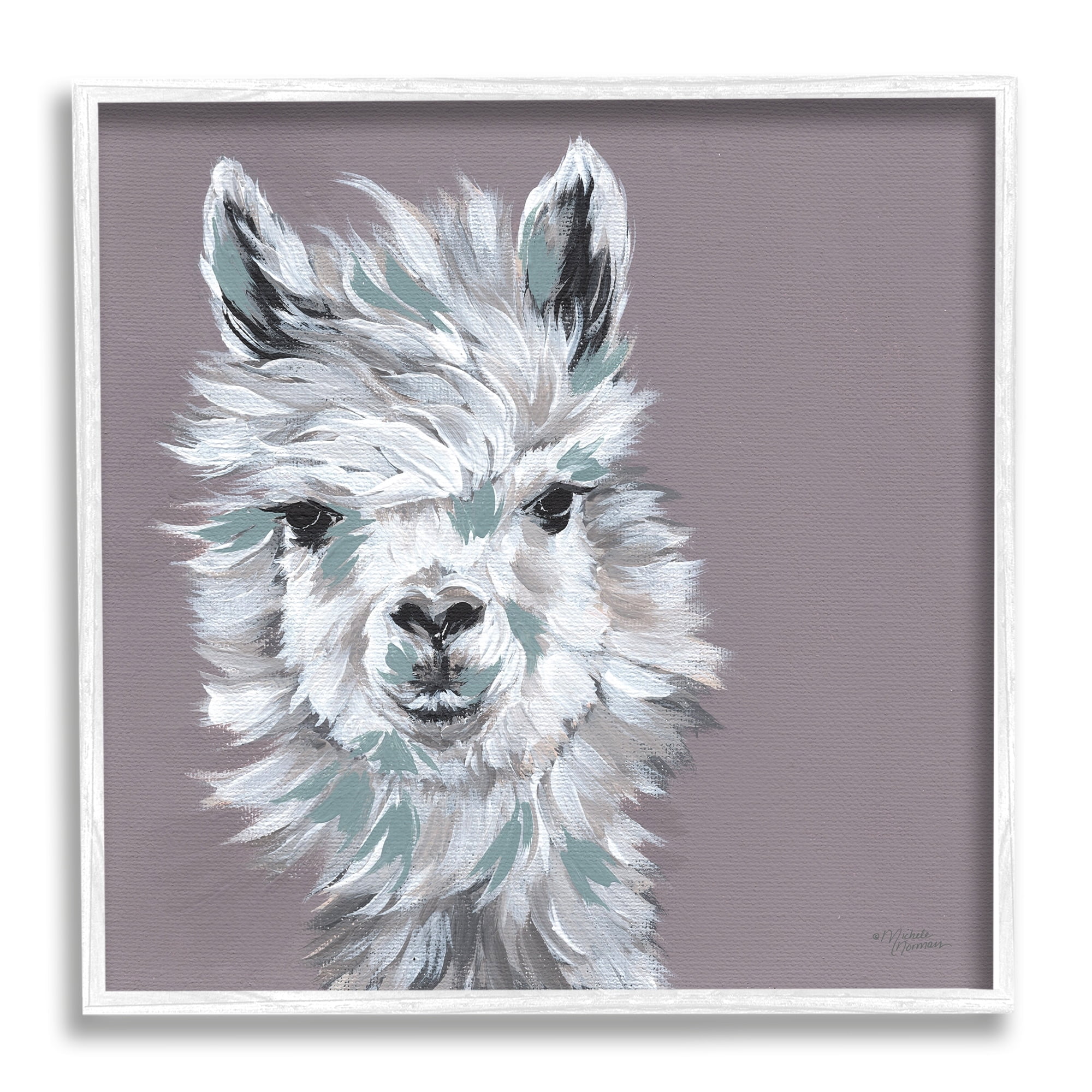 Stupell Industries Adventurous Llama Breezy White Haired Alpaca Wise Glance,24 x 24, Design by Michele Norman