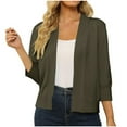 thumbnail image 2 of Feancey 3/4 Sleeve Cardigan for Women Lightweight Casual Knitted Shrugs Soft Open Front Dusters Cozy Ribbed Knit Cropped Cardigans Outwear Limited Time Deal Army Green L, 2 of 6