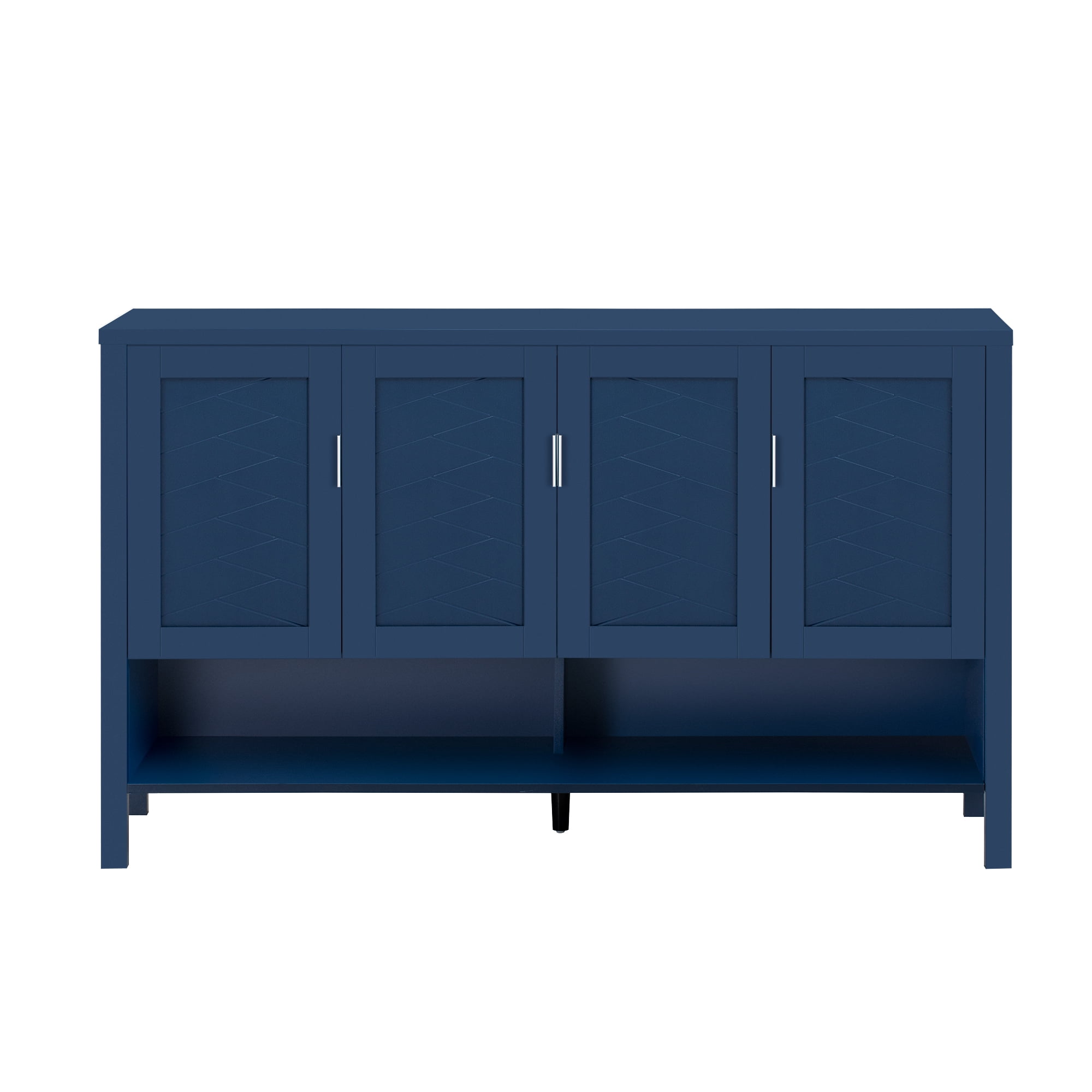 55.1" Storage Sideboard with 4-Doors, Buffet with Open Shelf and 2-Tiers Adjustable Shelves, Modern Cabinet with Double Hooks ,Suitable for Living Room, Hallway, Dining, Office