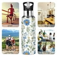 thumbnail image 7 of Yayeee 20oz Insulated Water Bottle Double Wall Stainless Steel with Flip Straw Lid, Blue Floral, 7 of 7
