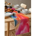 thumbnail image 6 of Orange Blue Pink Moire Table Runner 72 Inches, Contemporary Water Ripple Bed Runner Dresser Scarves Tabletop for Indoor Outdoor Parties/Ceremony/Banquet, 14" x 72", 6 of 8