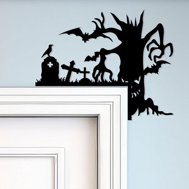 Adorno de metal para puerta de Halloween, decoración del hogar de Halloween, letrero de calabaza, decoración de esquina de puerta de ventana de mesa de Halloween para fiesta de Halloween, decoración d