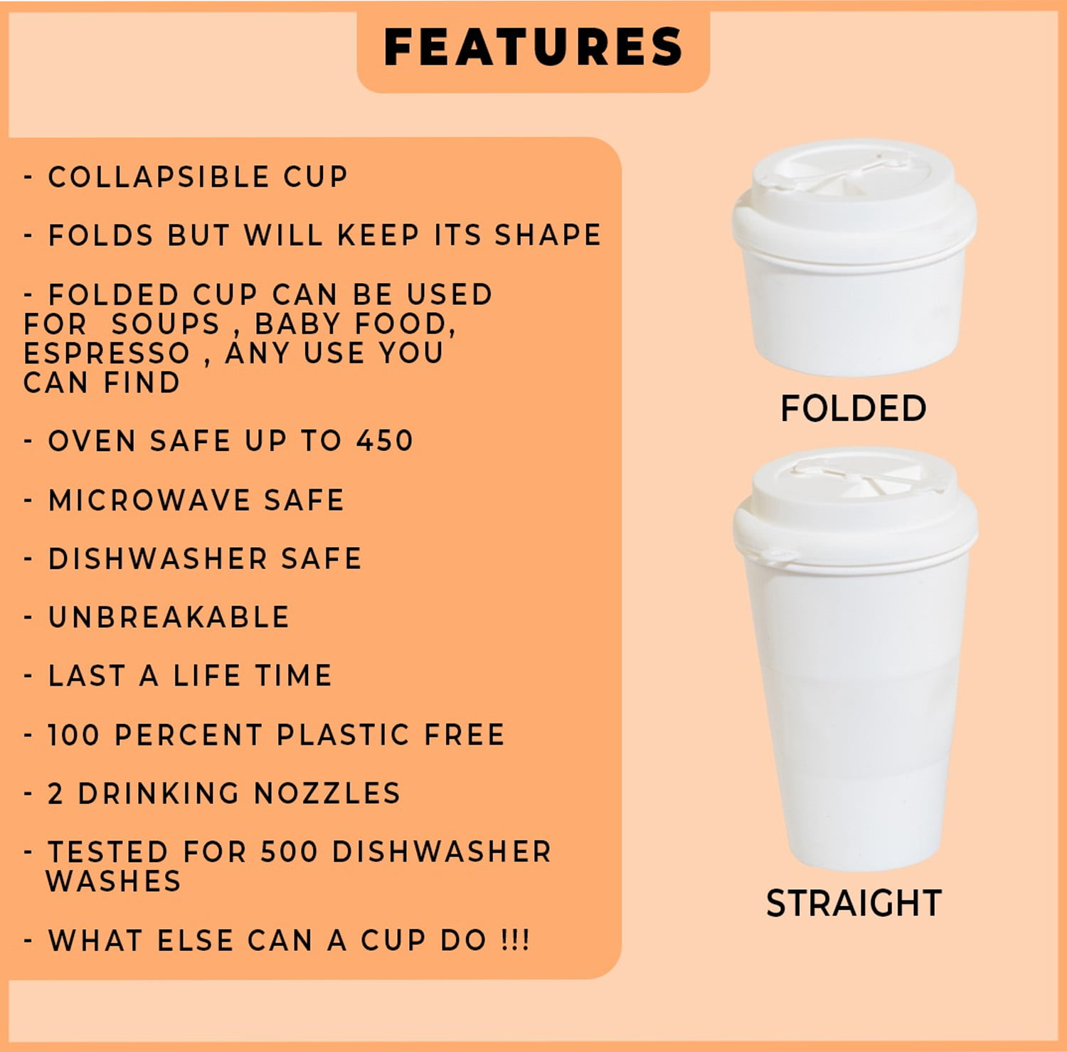ITPCINC Reusable Silicone Cups for Coffee with Lids, Reusable