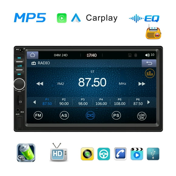 TopOne 7 Inch Double DIN Car Stereo Compatible for Carplay Android Auto Wire Control FM Radio Audio System AUX/USB Drive