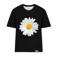 thumbnail image 4 of Blouses à Col Rond pour Femmes T-Shirts à Manches Courtes Imprimé Fleur de Marguerite, 4 of 4