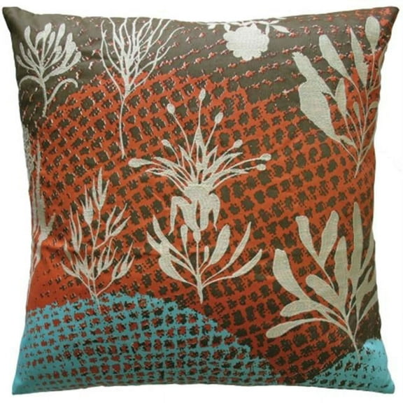 Koko Company 91763 Ecco- Pillow- 20X20- Cotton- Print And Embroidery- Off White Leaves.