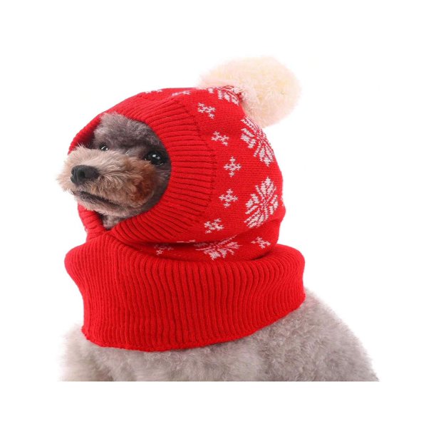 Dog Winter Hat, Dog Knitted Hat, Pet Christmas Winter Warm Hat, Cute Accessories Neck And Ear Warm Hat, Warm Scarf Party Decoration Pet Dog, Suitable