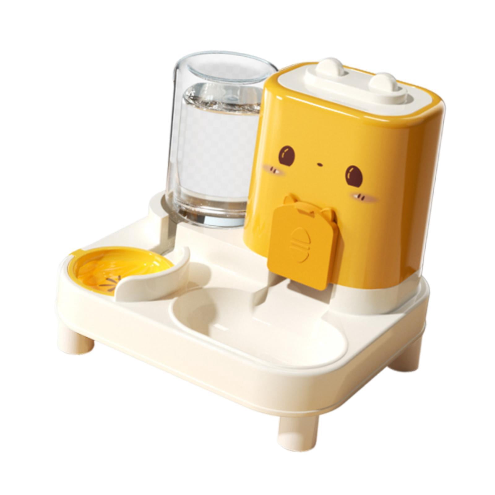 Serenable Automatic Cat Feeder and Water Dispenser Automatic Pet Feeder Convenient Compact Household Food feed Pet Food Bowl for Kitten Yellow