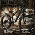 thumbnail image 5 of EOEOTWO 1500W Electric Bike for Adults, 26" x 4.0 Fat Tire Ebike, 34MPH Fast Mountain E-Bike with 48V 17.5Ah Removable Battery, Full Suspension, Mechanical Disc Brakes, 396lbs Capacity, UL 2849, 5 of 5