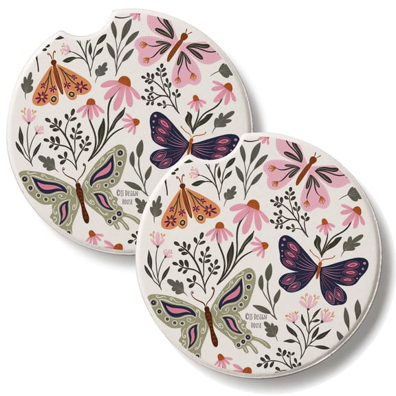 Thirstystone Butterflies 2 Pack Absorbent Car Coasters