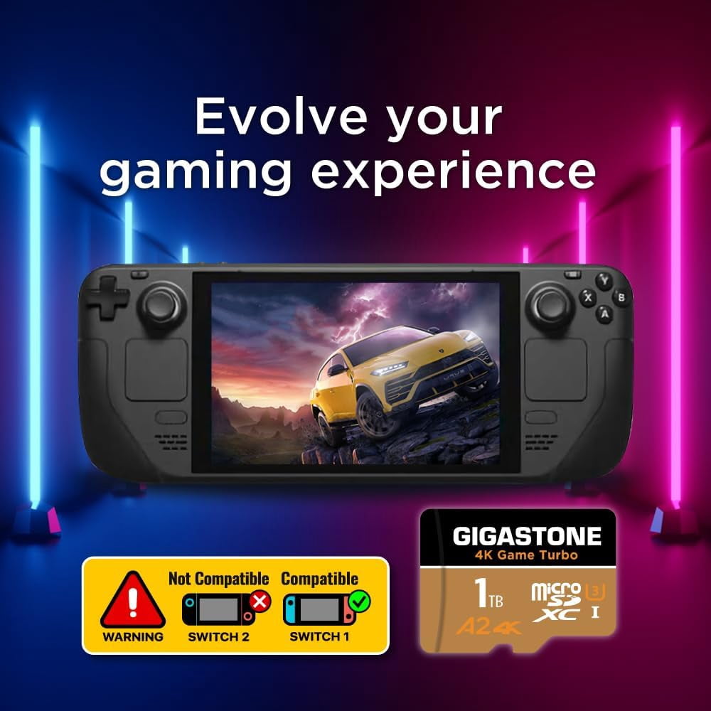 Gigastone 1TB Game Turbo Micro SD Card, UHS-I U3 C10 Class 10 Nintendo-Switch Compatible, 4K UHD Video 100MB/s, with [5-yrs Free Data Recovery]