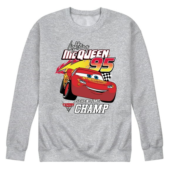 Disney's Cars - Lightning McQueen Seven Time Champ - Men's Crew Neck Fleece Pullover