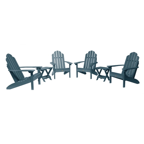 Highwood 6-pc Classic Westport Adirondack Set with 4 Classic Westport Adirondack Chairs and 2 Folding Side Tables - Outdoor, Eco-friendly, Synthetic Wood