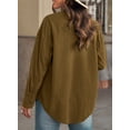 thumbnail image 6 of Asyoly Womens Corduroy Button Down Shirts Jacket Boyfriend Long Sleeve Solid Color Shacket Jacket Oversized Coats Casual Loose Tops with Pocket, 6 of 7