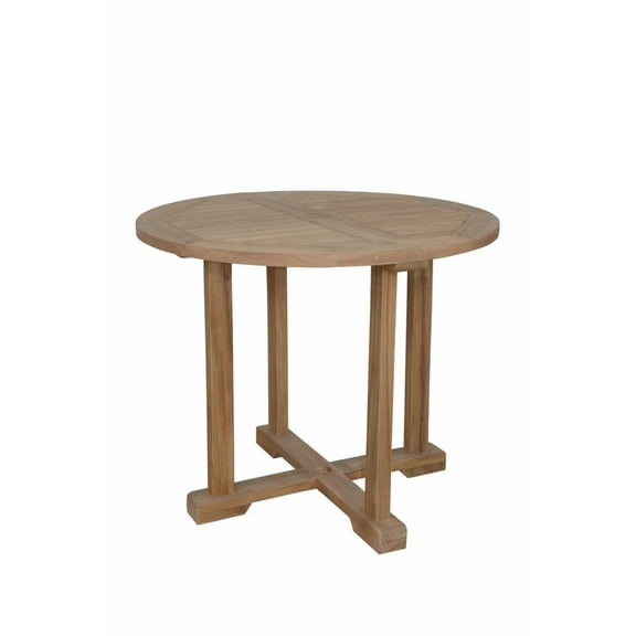 Anderson Teak Montage 35" Round Traditional Teak Bistro Table in Brown