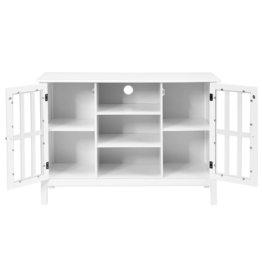Finihen TV Stand, TV Cabinet, Wooden TV Stand Console Cabinet for 50 Inch TV, for Living Room, Bedroom, White